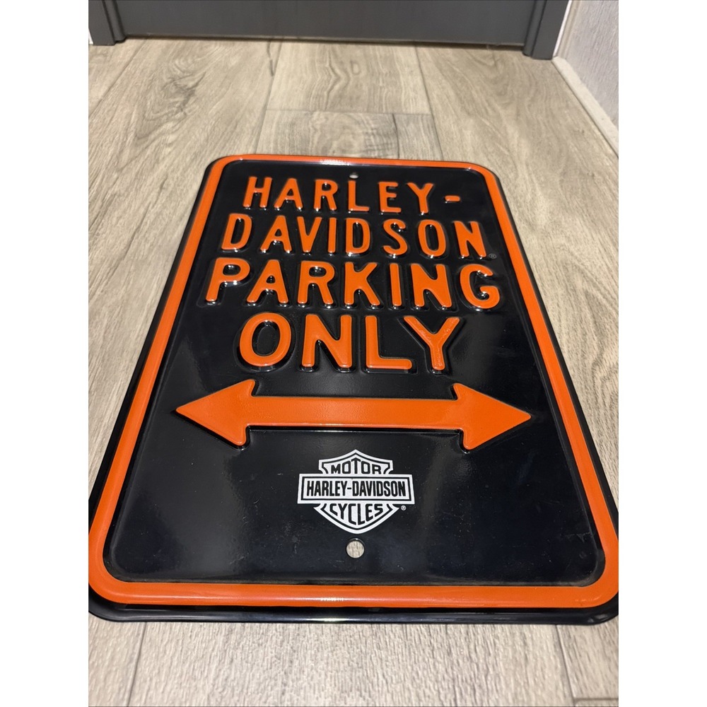 Vintage Harley Davidson Parking Only Heavy Steel Painted Sign  Official H.D.